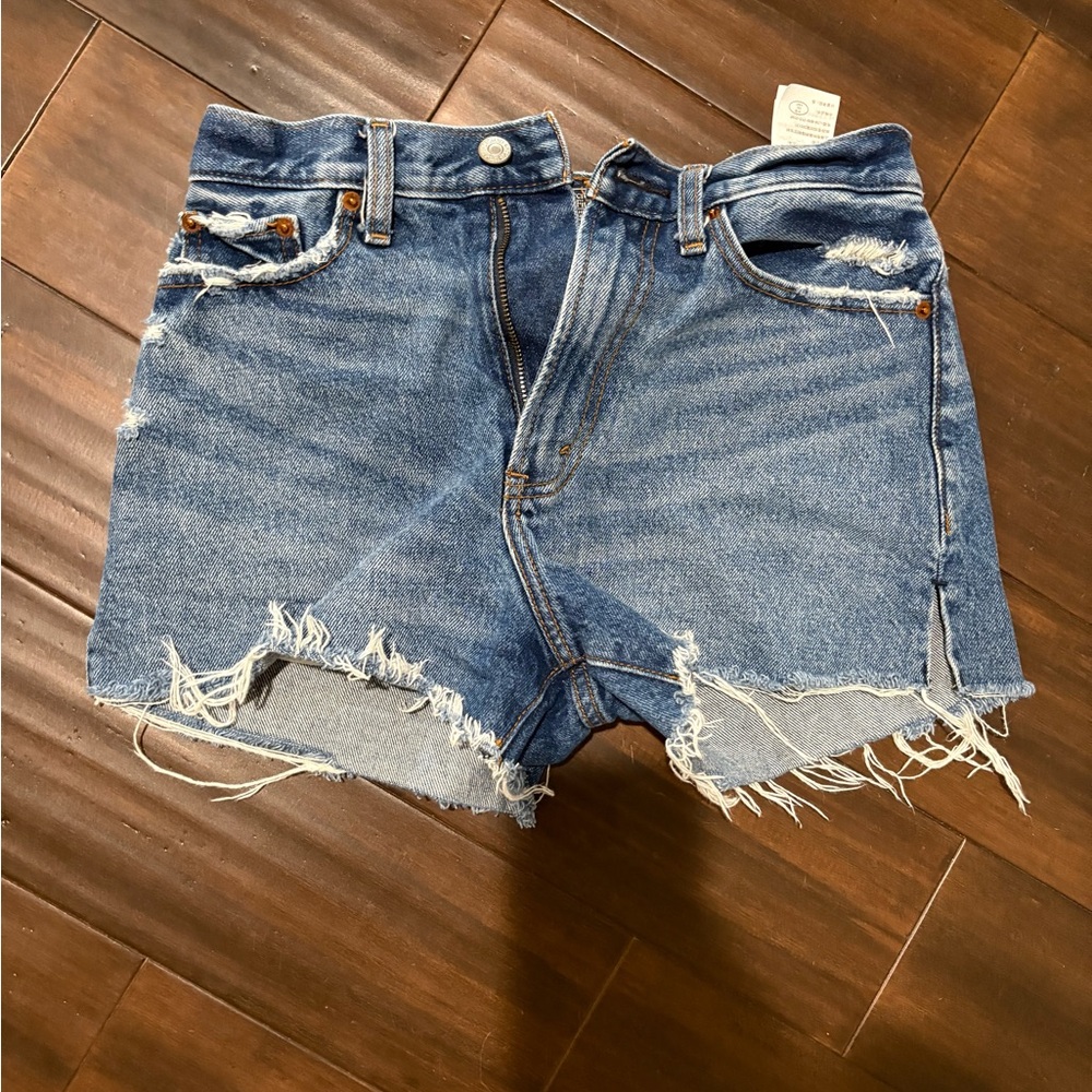 Abercrombie & Fitch Blue Jean Shorts Distressed Annie High-Waisted